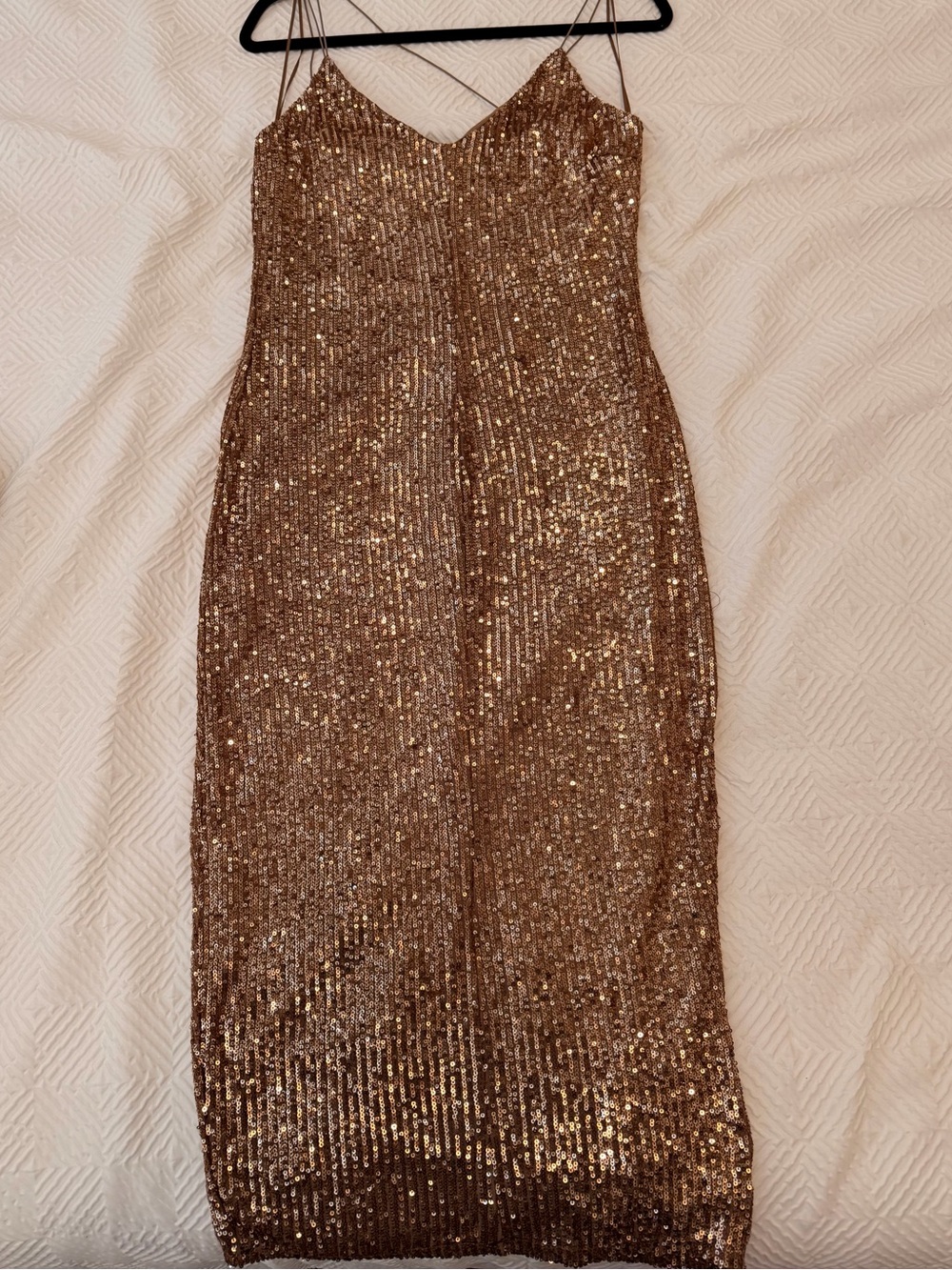 Fashion Nova Gold Sequin Midi Slip Dress